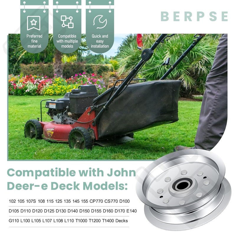 BERPSE 2-Pack 756-05034A Idler Pulley for Joh-n Deere 100 & S100-S130 42" and 48" Decks MTD Cub Cadet XT1-LT42 XT1-LT46 Troy Bilt, Replace 34-109 280-242 756-05034A GY20629 - Image 3